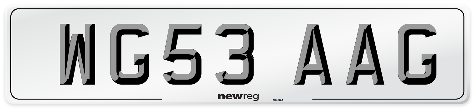 WG53 AAG Number Plate from New Reg